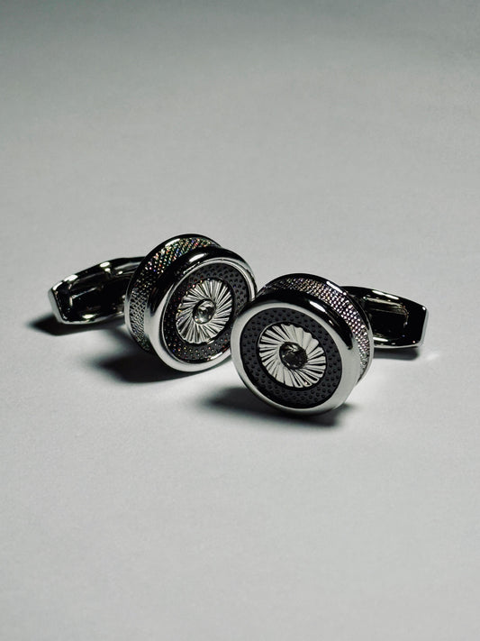 Modern Black & Silver Statement Cufflinks