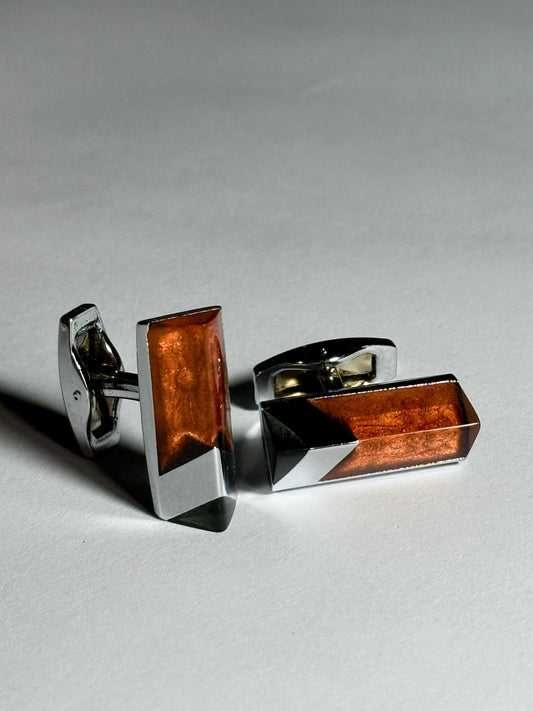 Geometric Copper Rectangular Cufflinks